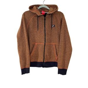 Nike Men's Heathered Orange Full Zip Hoodie Size M
